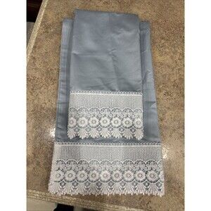 Embellished 4-Inch Eyelet Pillowcases (Pair) Luxury 608 Thread Count - USA Blue